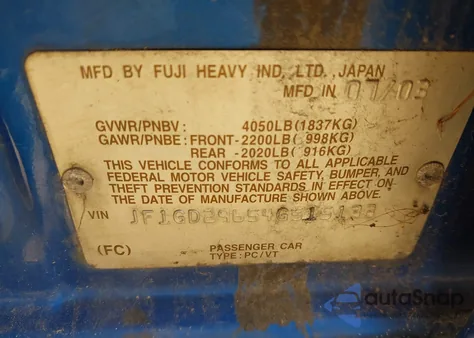 2004 Subaru Impreza Wrx from USA, damaged, VIN JF1GD29654G515133